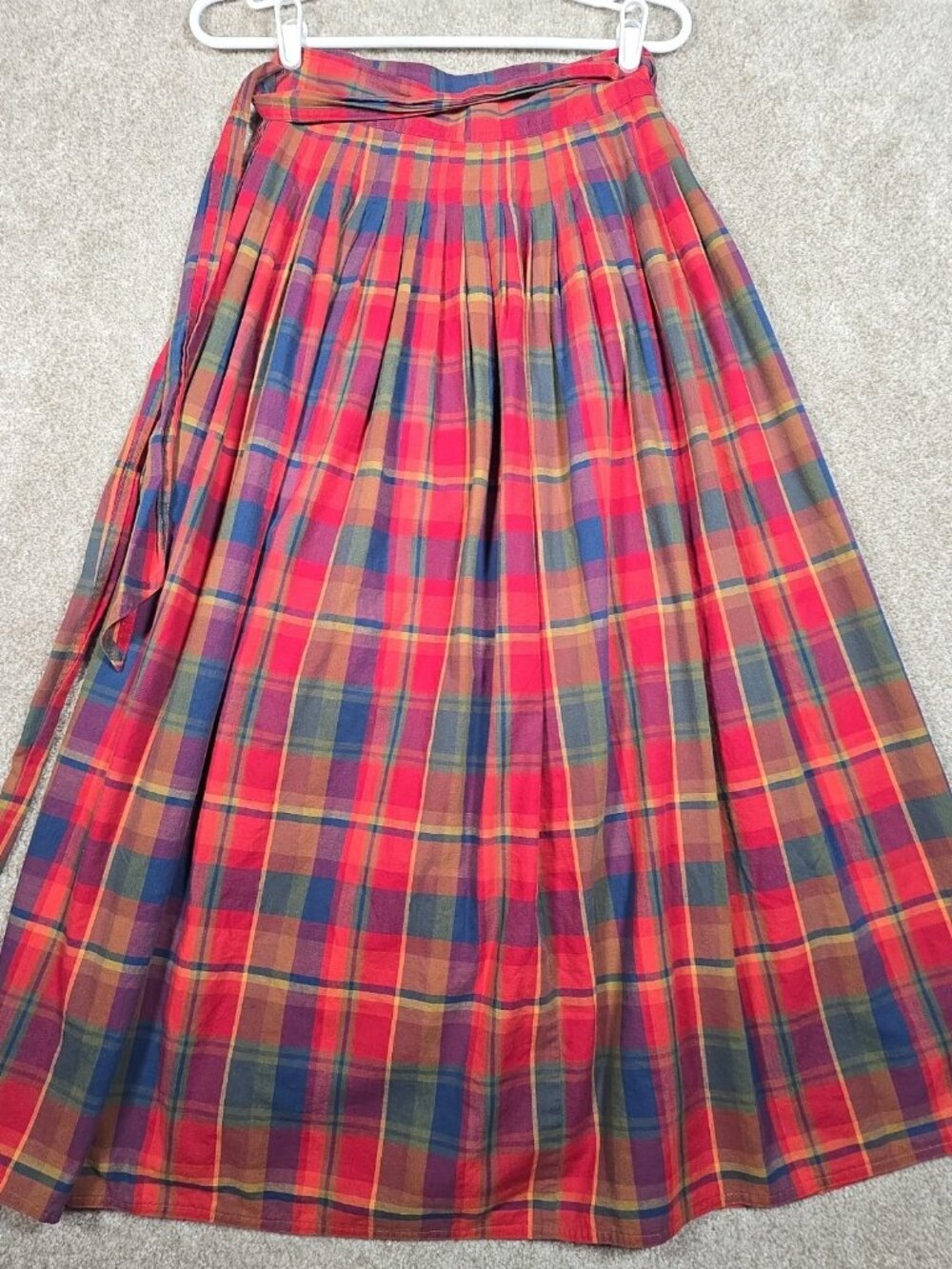 Liz Sport Vtg 2 Piece Dress Set Tartan Plaid Wrap Skirt & Shirt Academia Women M - Picture 12 of 16